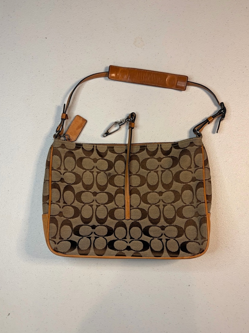 Coach Signature Monogram Khaki Tan Canvas Leather Hobo Bag 6091 - Picture 2 of 5